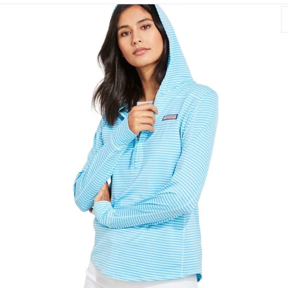 Vineyard Vines Sankaty Half Zip Pullover in Blue Stripe